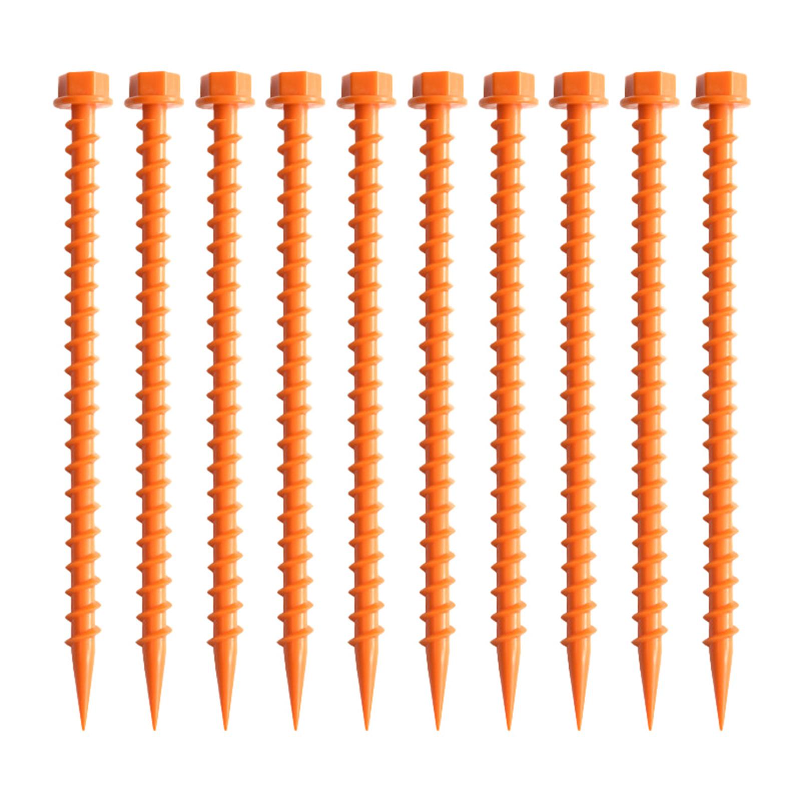 10 шт. Пластиковые винтовые колышки для палатки для фиксации кемпинговой палатки, дождевых тентов, для улицы, колышки для кемпинговой палатки, палаточные колышки, сверхпрочные гвозди для палатки оранжевый